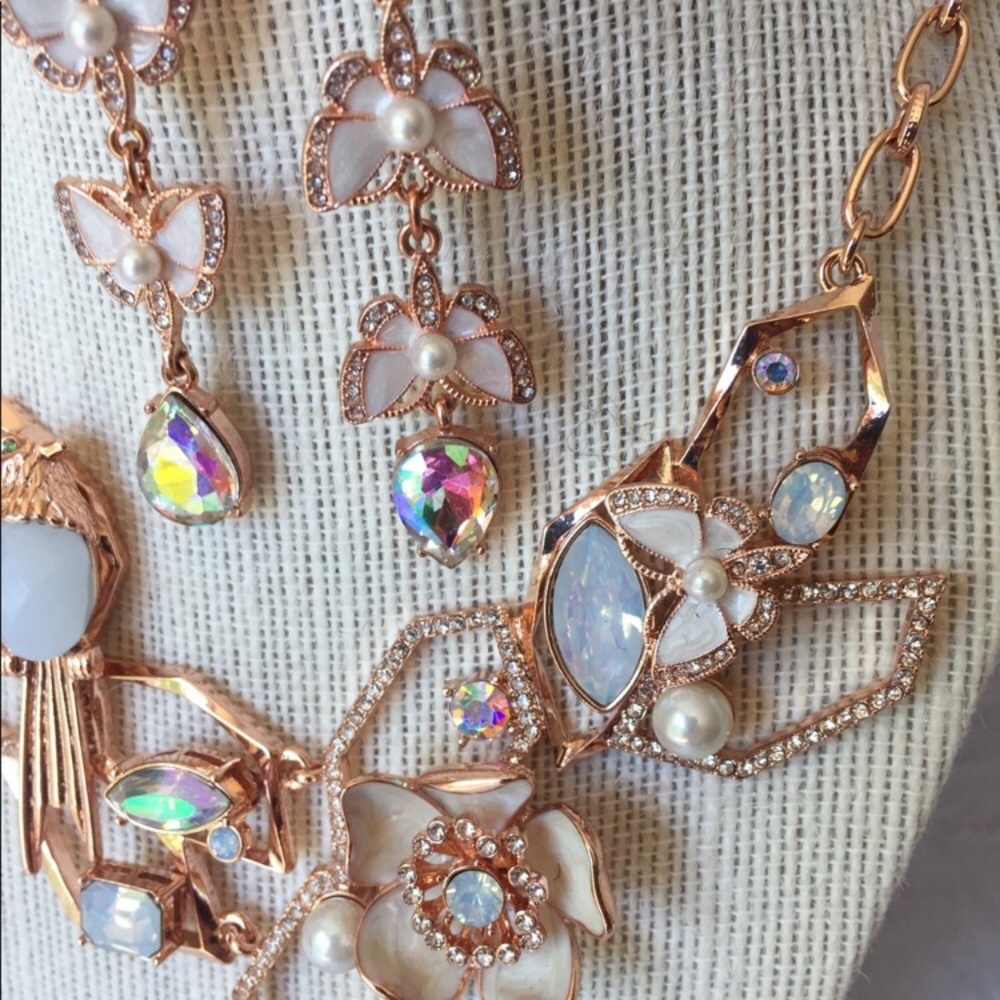 Betsey Johnson Crystals and White Butterflies Set